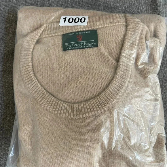 The Scotch House Men's Jacket One Size Brown 100% Lambswool Pullover Vintage - Picture 9 of 9